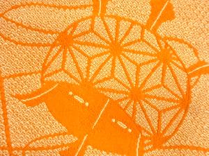 アンティーク　纐纈糸巻き模様織り出し名古屋帯